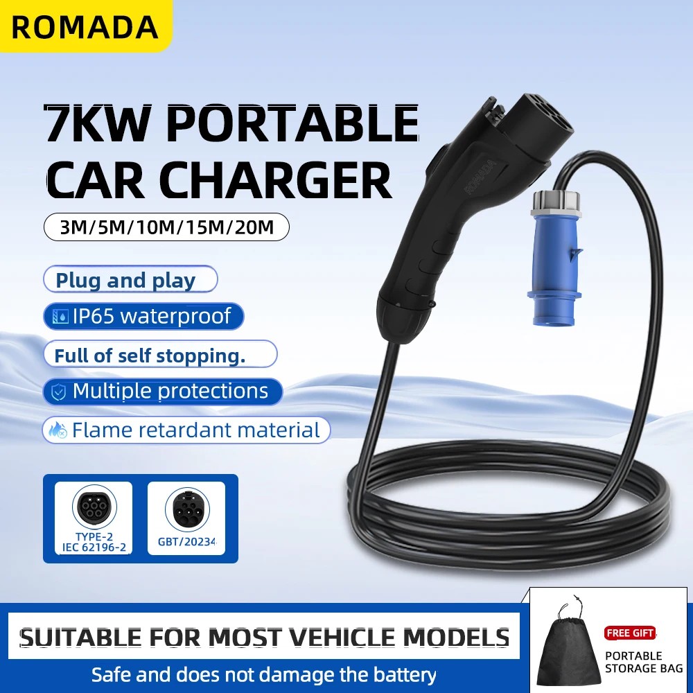Ev Charger Adapter - 7KW 32A 電気自動車 EV ポータブル充電器 3M