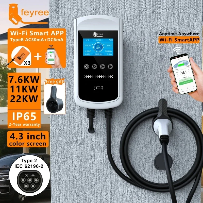 Wallbox Ev - フェイリー タイプ2 EV充電器 32A 7.6KW 充電ステーション