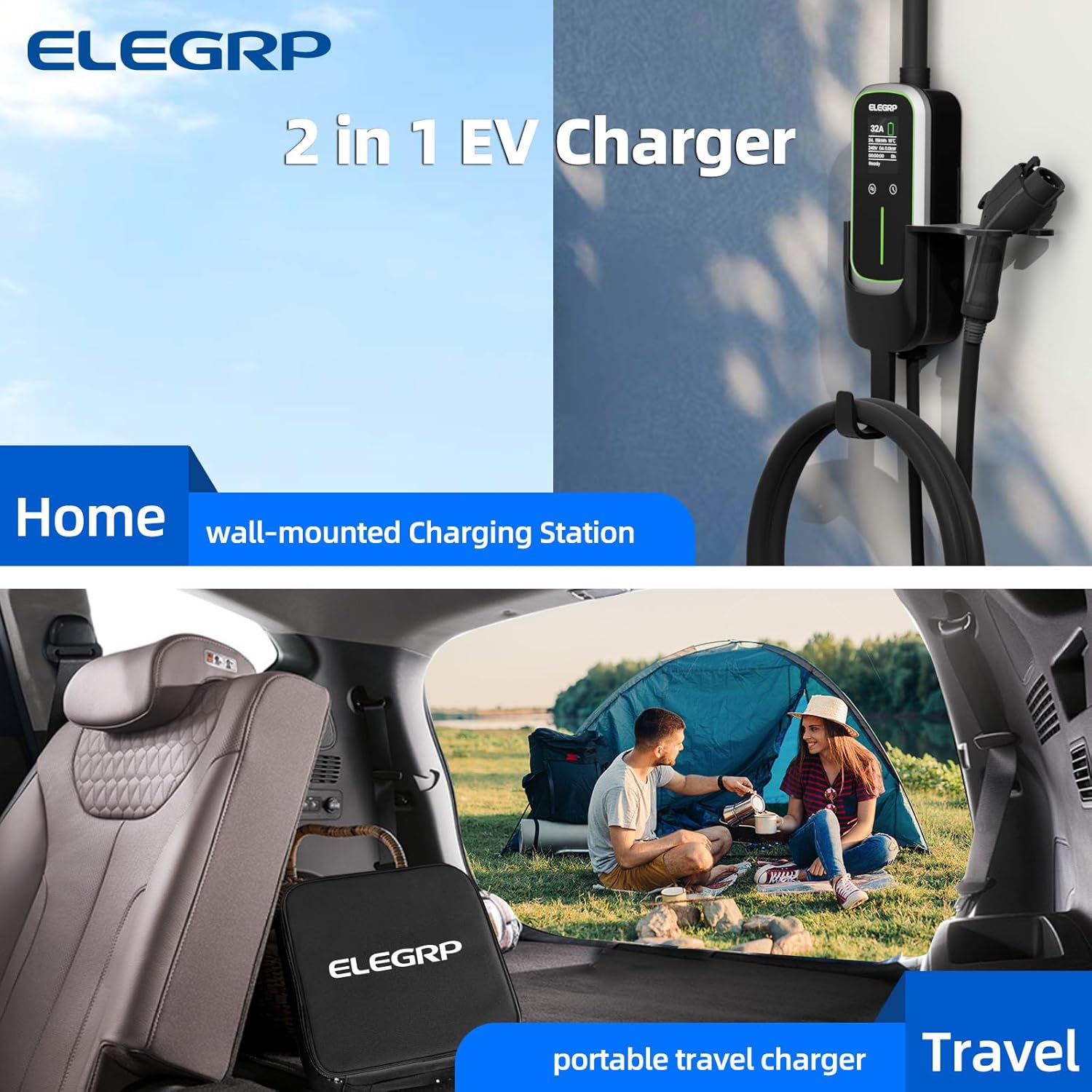 ELEGRP 32 アンペアポータブル電気自動車充電器、すべ - Home Ev Charger のレビューと価格